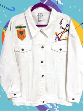 Vintage Jill Rogers yacht club ladies embroidered white jack